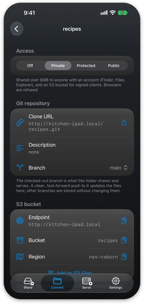 A repository's screen with its clone URL and checked-out branch